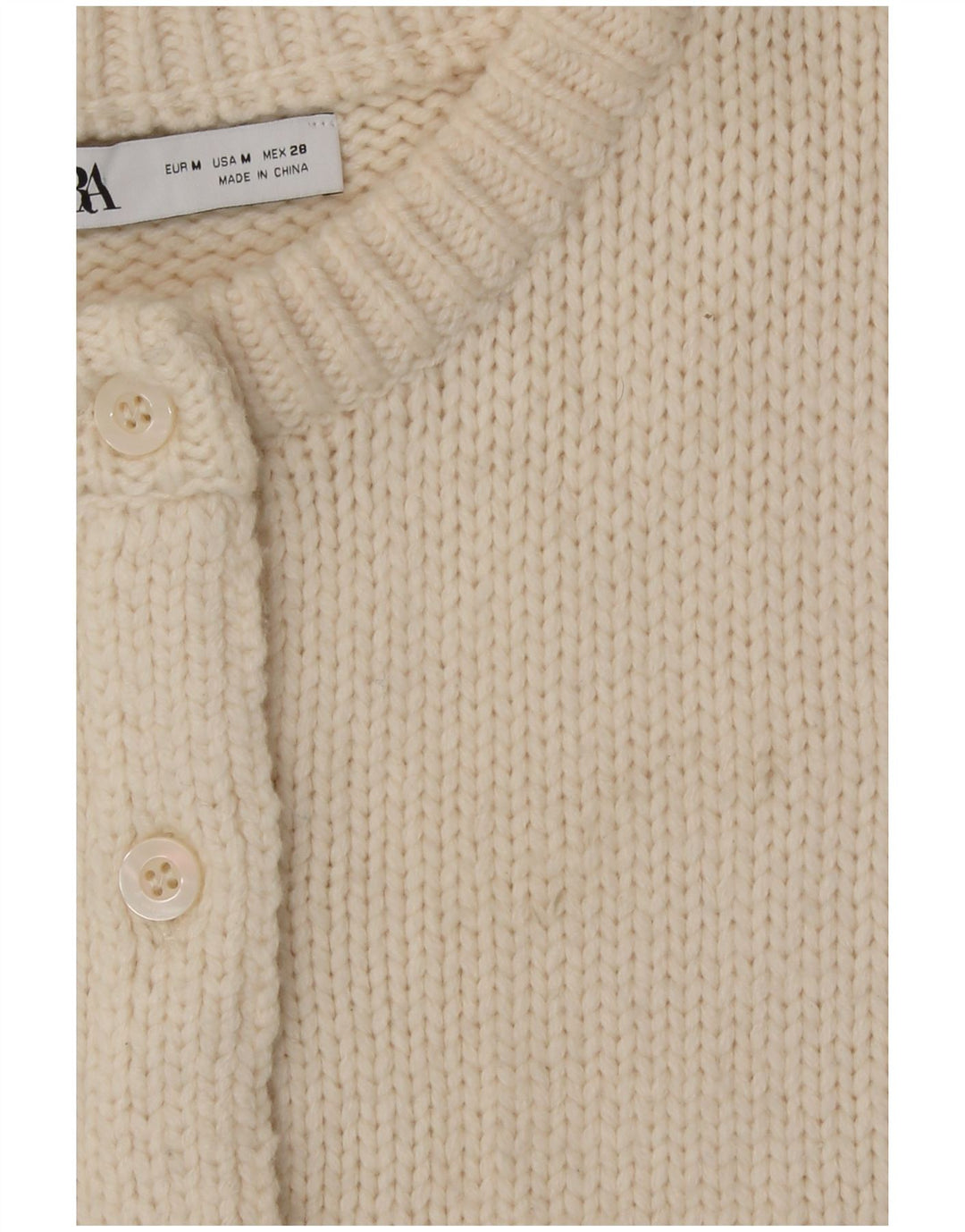 Sweter damski Zara Crop Cardigan UK 12 Medium Off White Poliamid