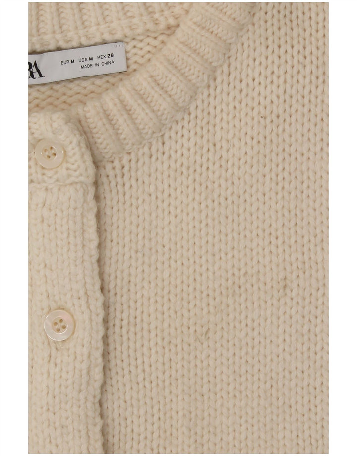 Sweter damski Zara Crop Cardigan UK 12 Medium Off White Poliamid