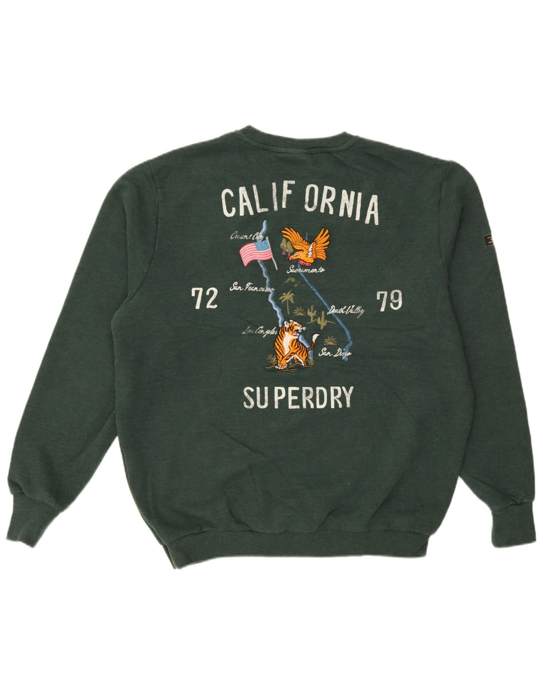 Męski sweter z grafiką Superdry XL, zielony, bawełniany