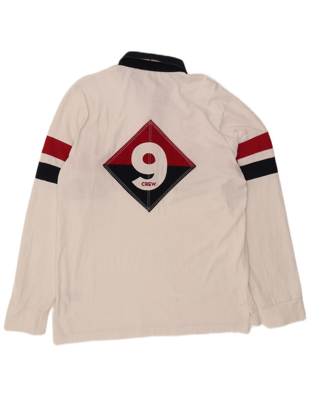 CREW CLOTHING Męska koszulka polo do rugby z grafiką, duża, biała, z blokami kolorów