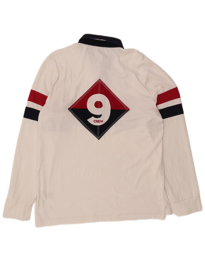 CREW CLOTHING Męska koszulka polo do rugby z grafiką, duża, biała, z blokami kolorów