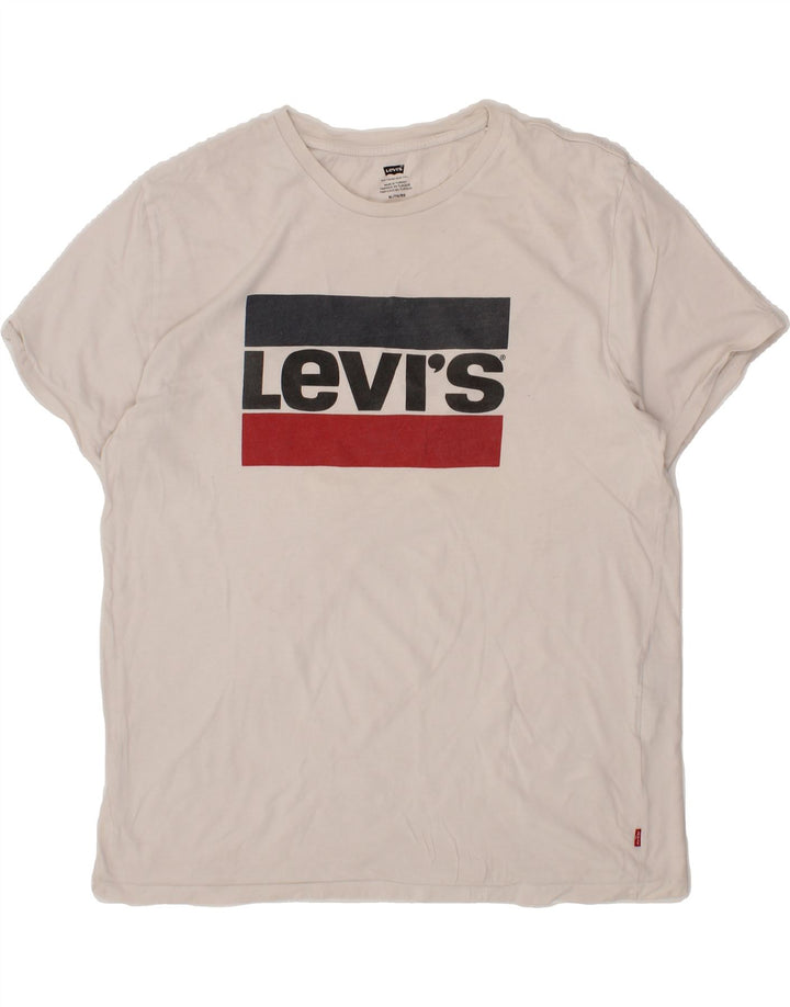 LEVI'S Mens Graphic T-Shirt Top XL White Vintage Levi's and Second-Hand Levi's from Messina Hembry 