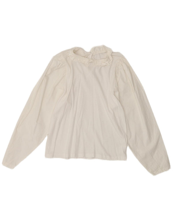 Vintage damska bluzka z długim rękawem Top UK 10 Small White