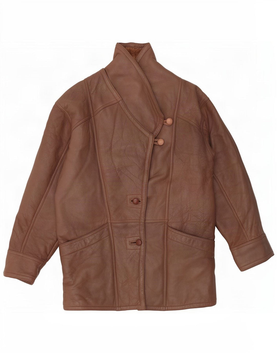 Vintage damska kurtka shearling UK 14 średni brąz