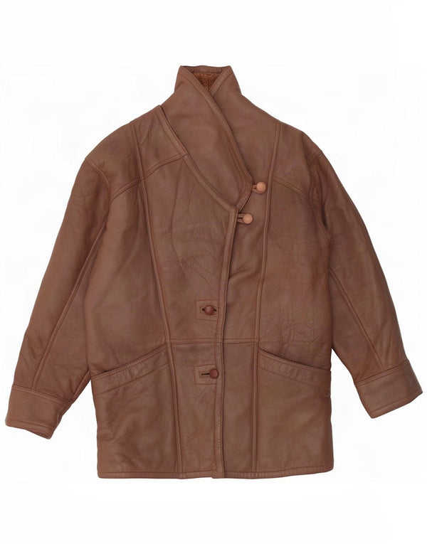Vintage damska kurtka shearling UK 14 średni brąz