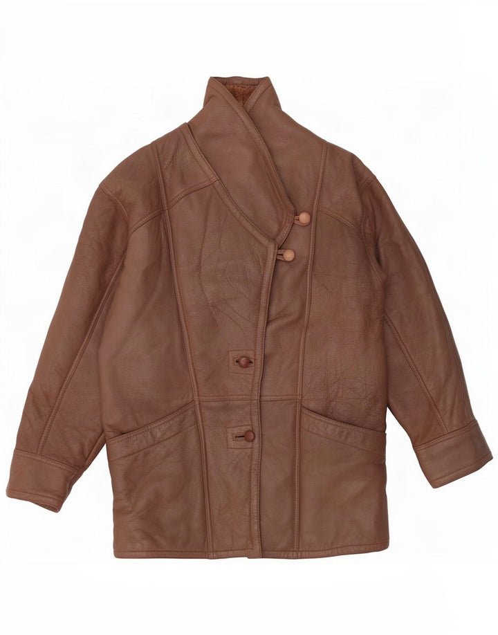 Vintage damska kurtka shearling UK 14 średni brąz