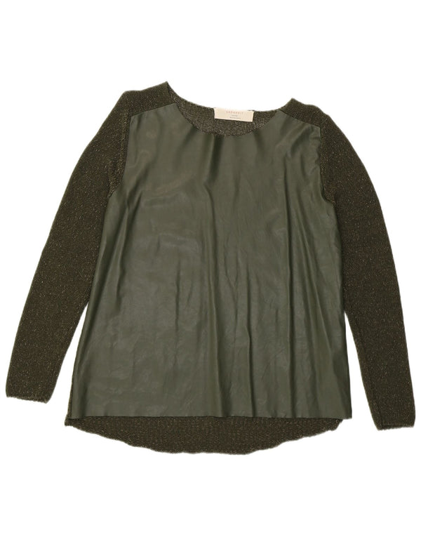 Sweter damski Zara z dekoltem w łódkę UK 14, duży, zielony, akrylowy