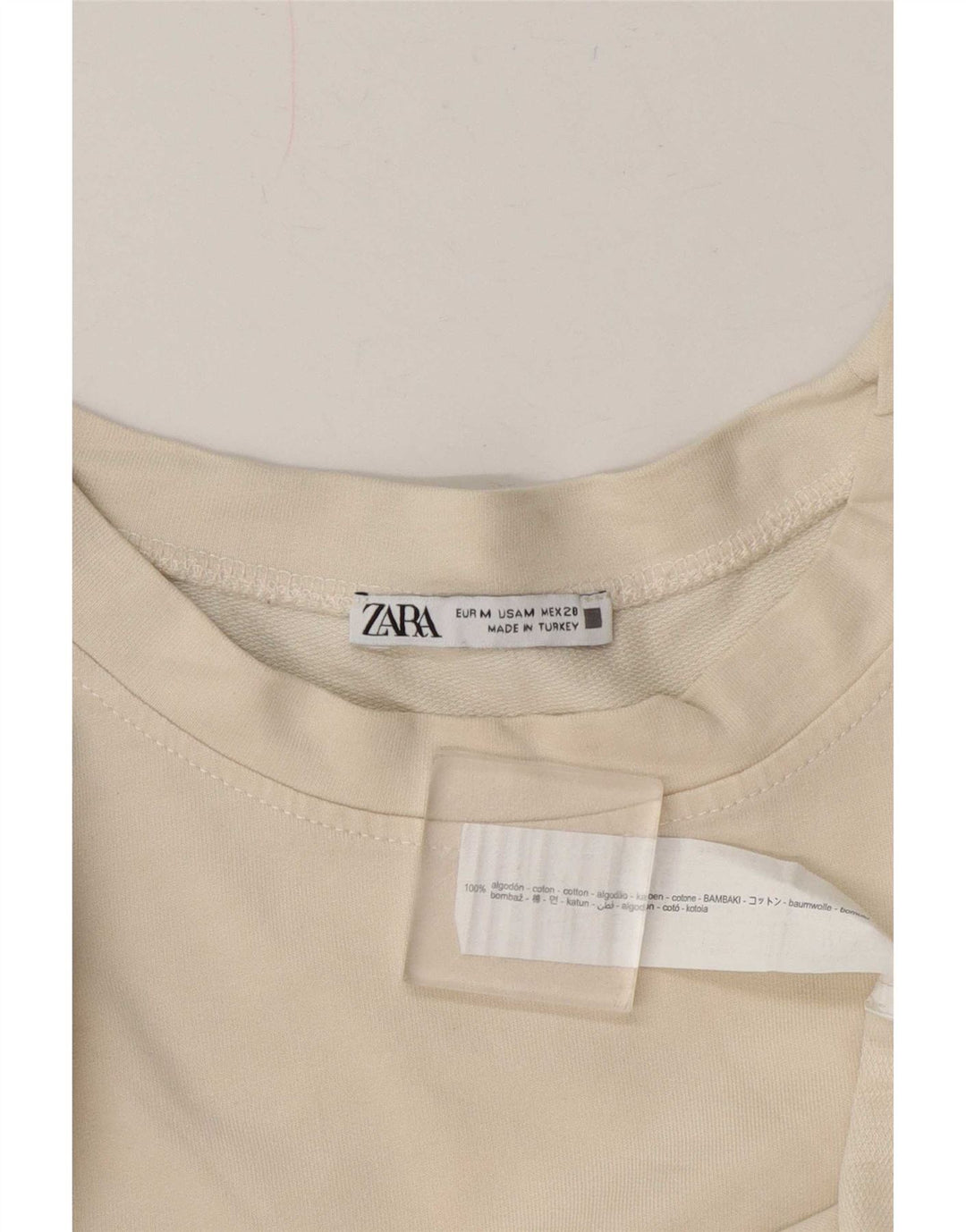Damska bluza oversize Zara z grafiką UK 14, średnia, biała, w kwiaty
