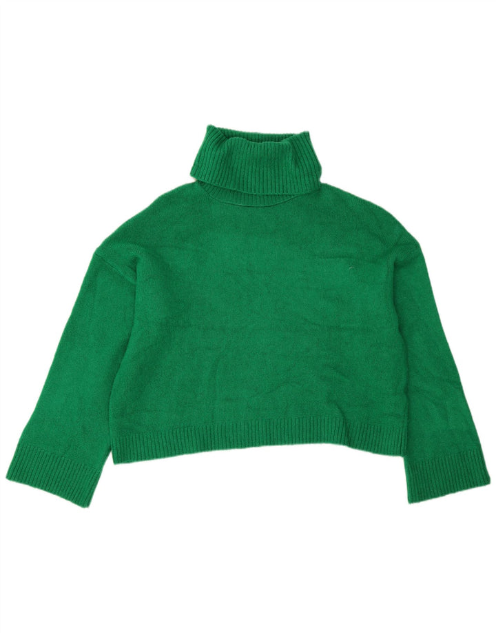 Damski sweter Zara Crop Oversize z golfem UK 10 Small Green