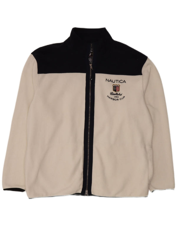 Męska kurtka polarowa Nautica UK 44 2XL Biały poliester z blokami kolorów