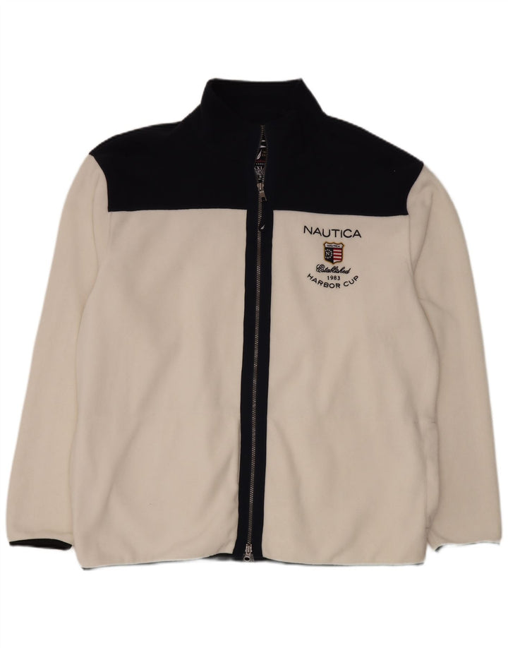 Męska kurtka polarowa Nautica UK 44 2XL Biały poliester z blokami kolorów