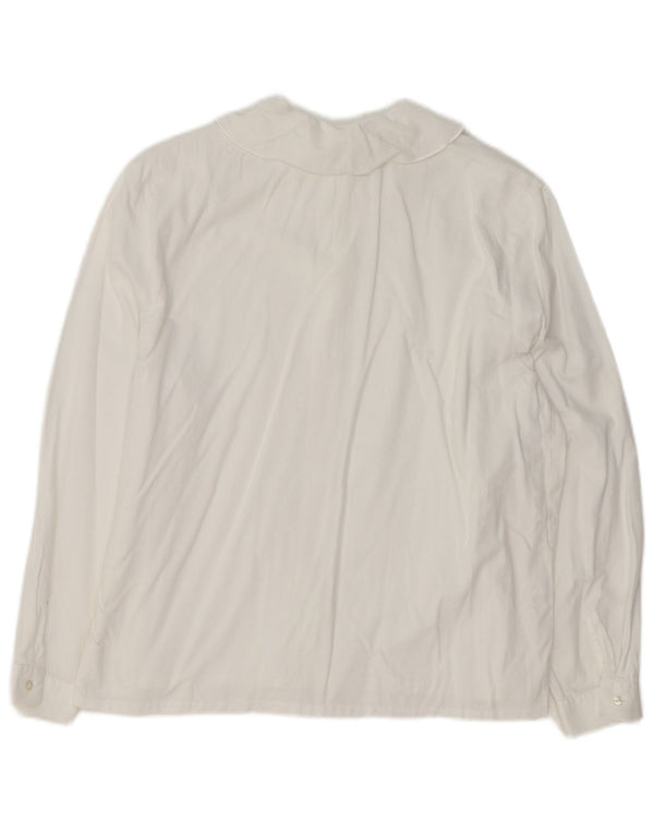 Bluzka damska w stylu vintage, UK 18 XL, biała w kwiaty