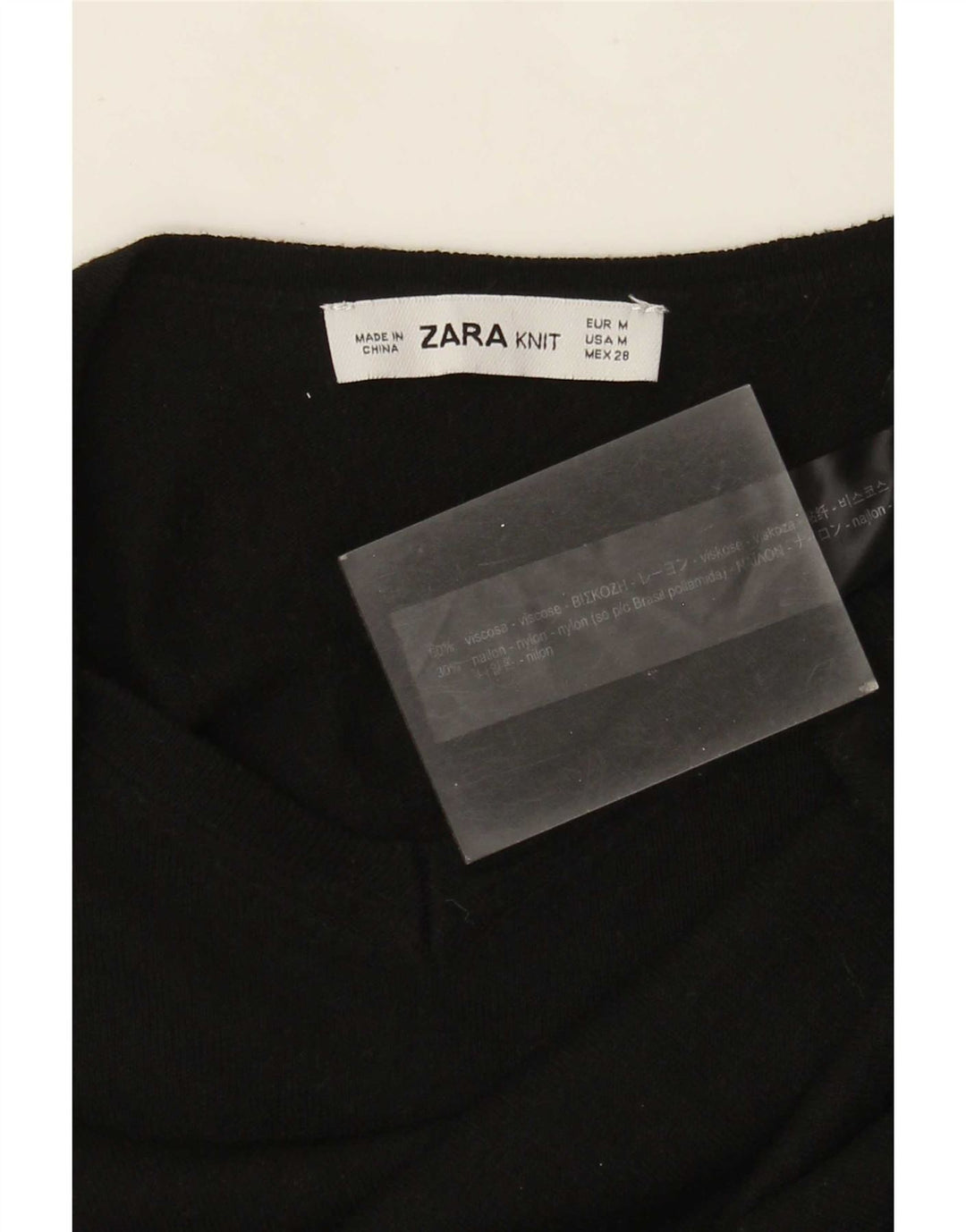 Damski sweter Zara z dekoltem w kształcie litery V, UK 12, średnia czarna wiskoza