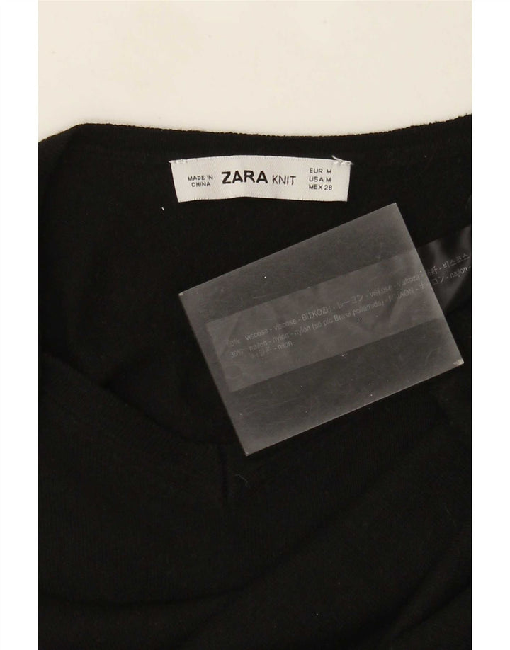 Damski sweter Zara z dekoltem w kształcie litery V, UK 12, średnia czarna wiskoza