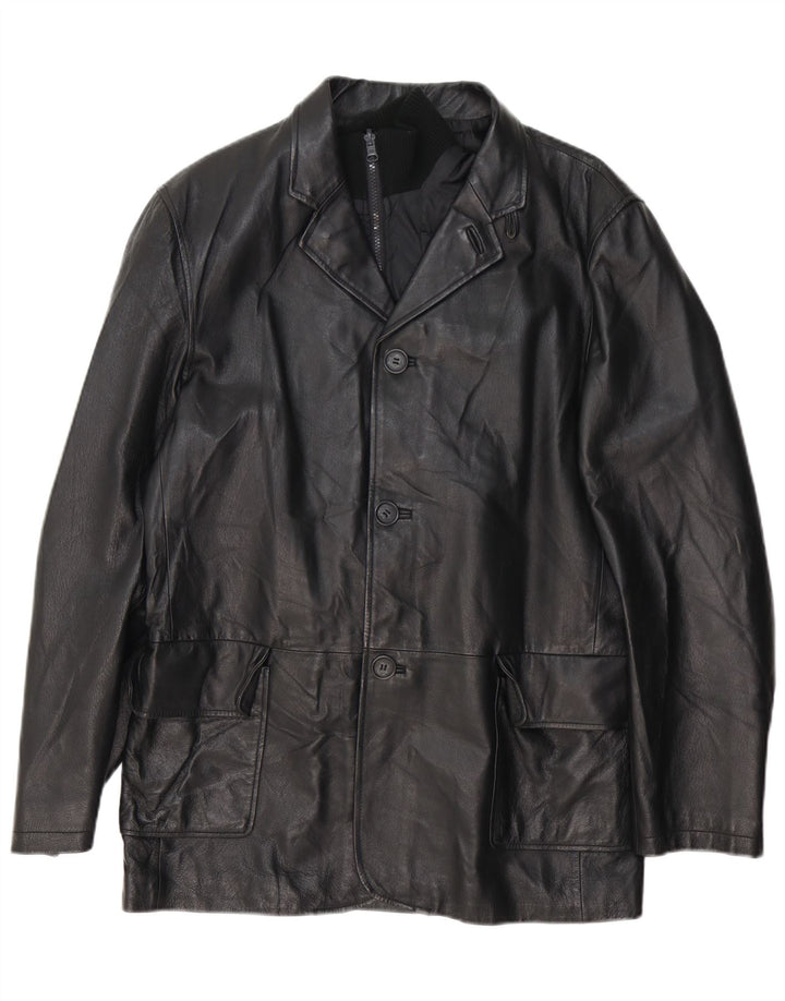 Conbipel Męska skórzana marynarka zapinana na 3 guziki IT 50, duża czarna skóra