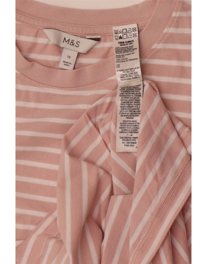 T-shirt damski Marks & Spencer, UK 12, średni, różowy, bawełniany w paski