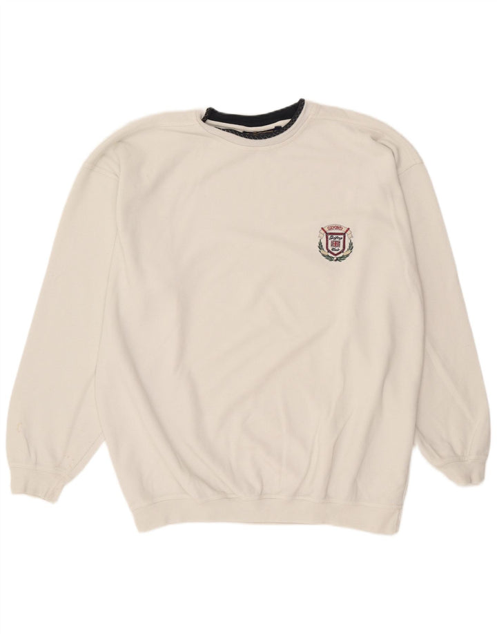Sweter męski w stylu vintage, 2XL, biała bawełna