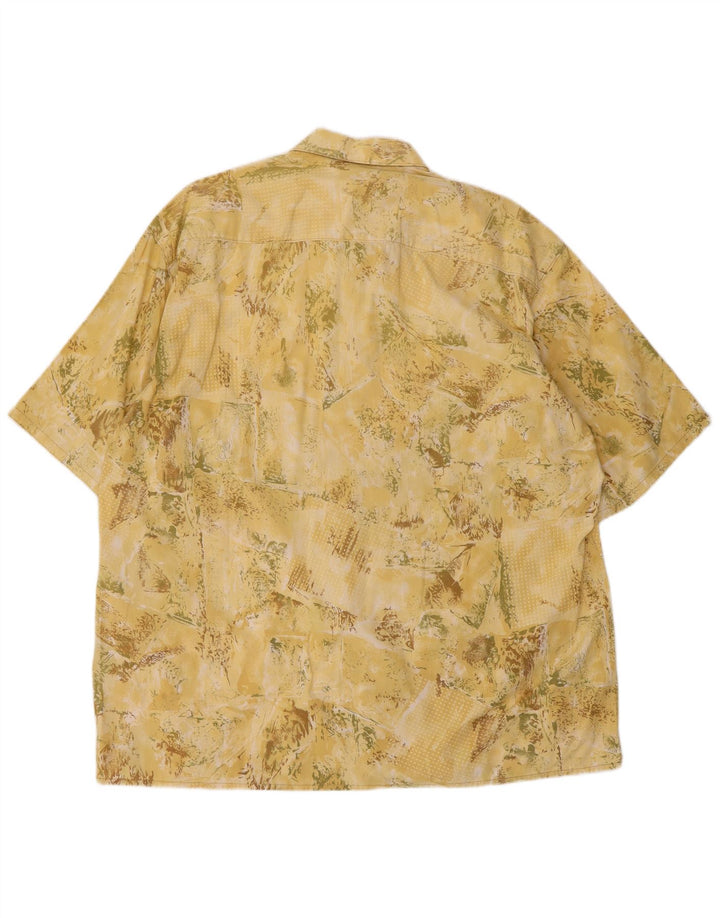 Męska koszula z krótkim rękawem Alpenland w abstrakcyjny wzór, rozmiar 42, duża żółta