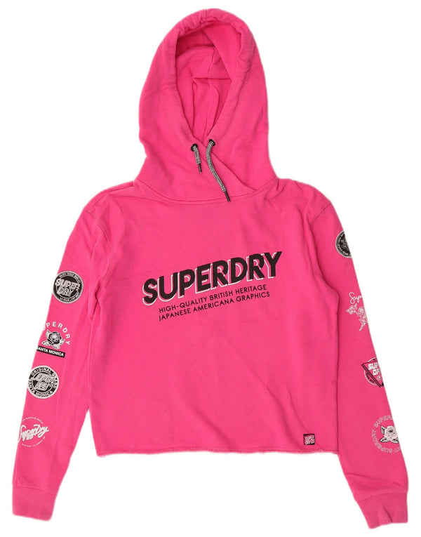 Damski sweter oversize z kapturem Superdry Graphic UK 6 XS, różowy, bawełniany