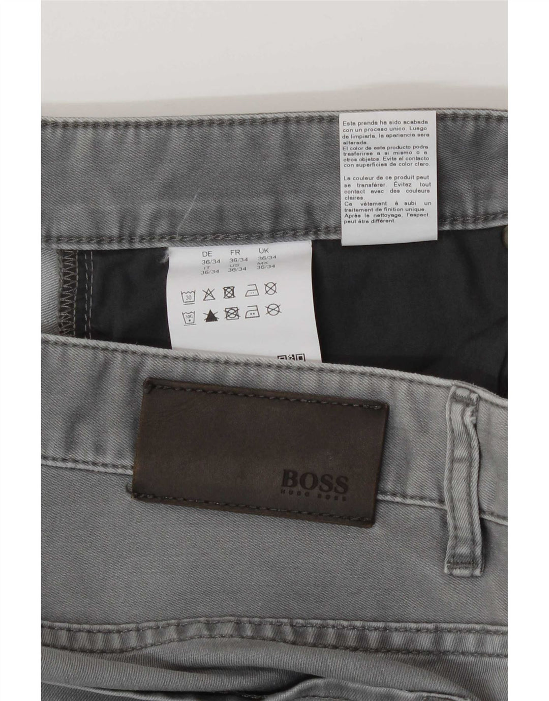 Męskie proste dżinsy Hugo Boss W36 L34 Szara bawełna