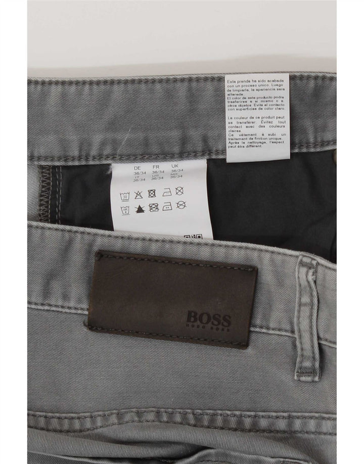 Męskie proste dżinsy Hugo Boss W36 L34 Szara bawełna