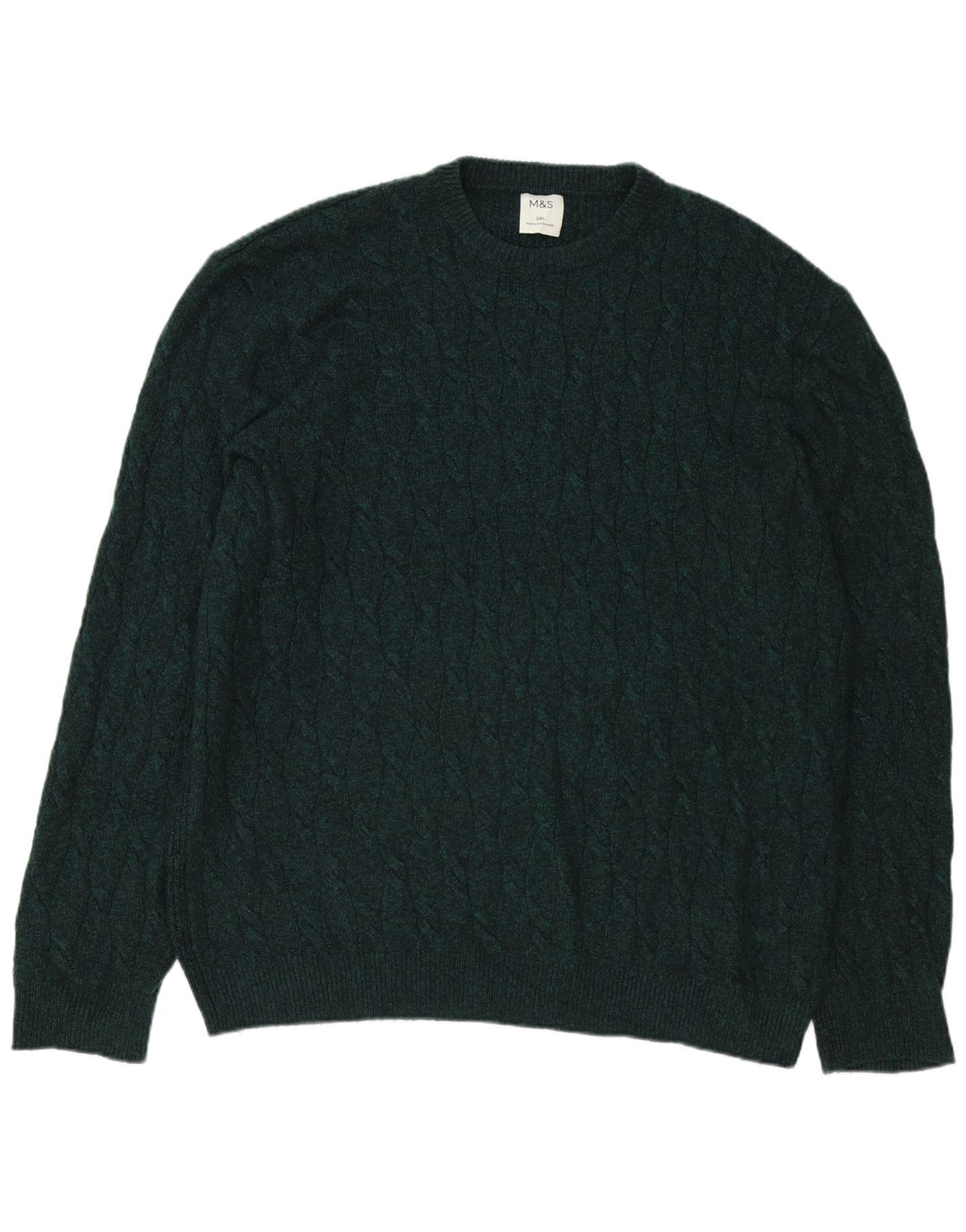 Marks & Spencer Męski sweter z okrągłym dekoltem 2XL Zielony poliamid
