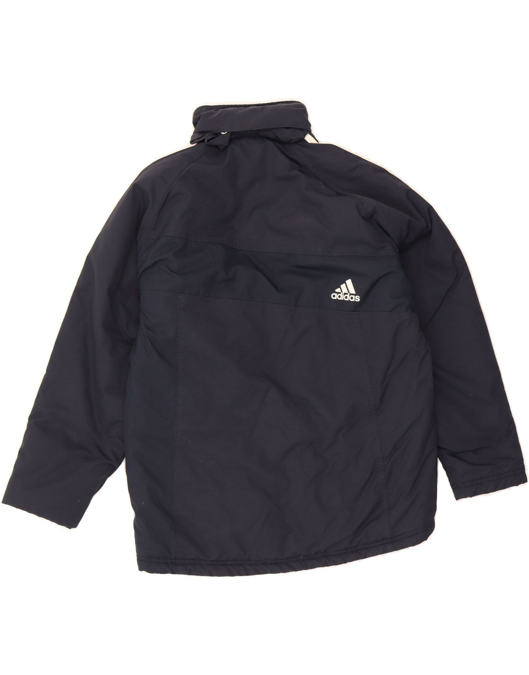ADIDAS Boys Hooded Windbreaker Jacket 11-12 Years Navy Blue Polyamide Vintage Adidas and Second-Hand Adidas from Messina Hembry 