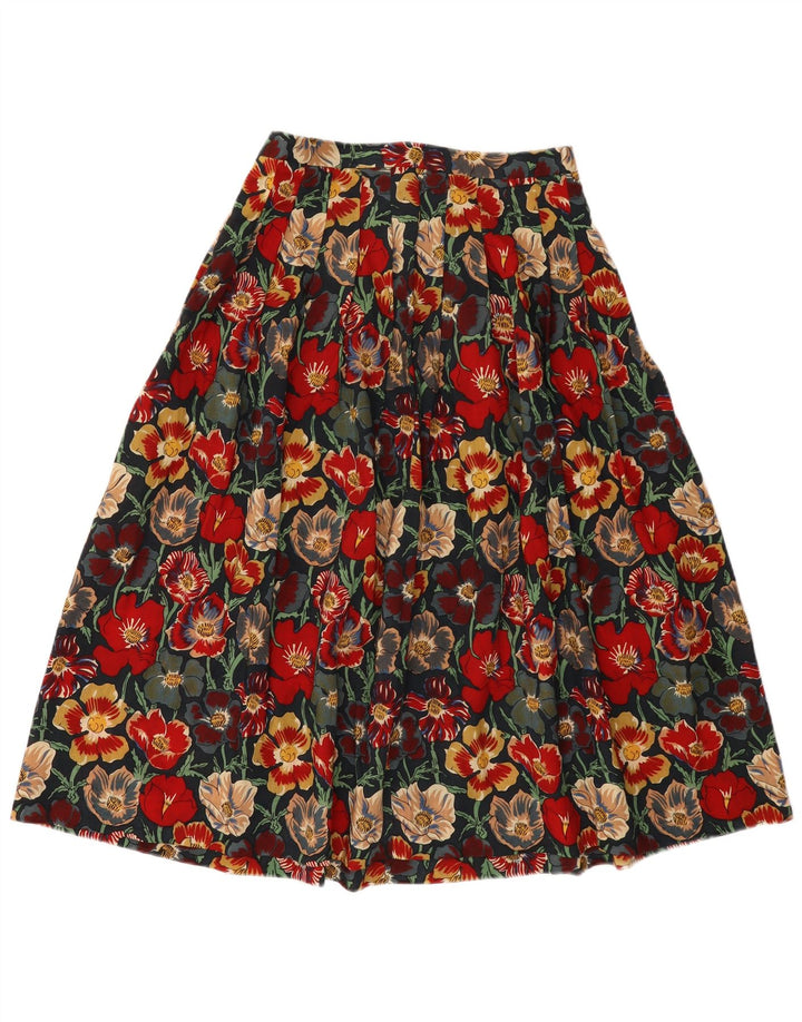 Damska rozkloszowana spódnica Jaeger UK 14 Medium W28 Wielokolorowa wełna w kwiaty