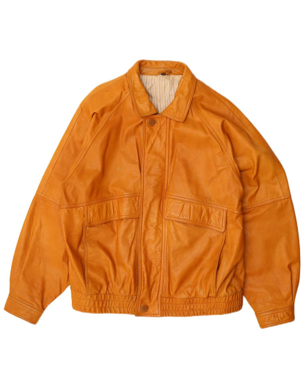 Vintage męska kurtka skórzana IT 54 2XL brązowa skóra