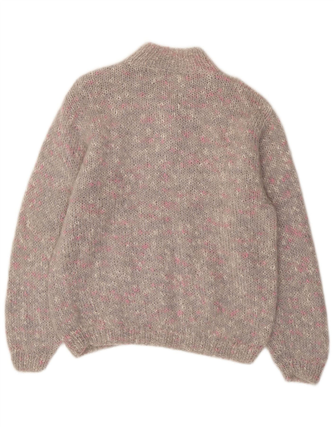 Damski sweter zapinany na guziki w stylu VINTAGE UK 14, duży, szary, nakrapiany