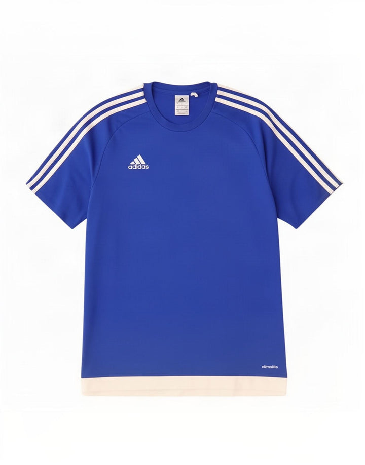 Adidas Męska koszulka Climalite Top, średni niebieski poliester z blokami kolorów