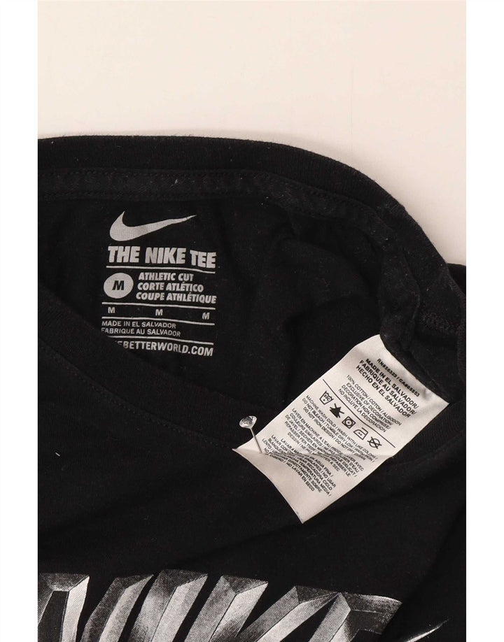 Męski T-shirt Nike o sportowym kroju z grafiką, średni czarny, bawełniany
