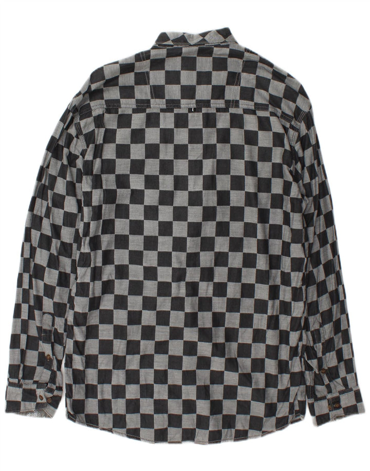 Koszula męska w stylu vintage, średnio szara, geometryczna