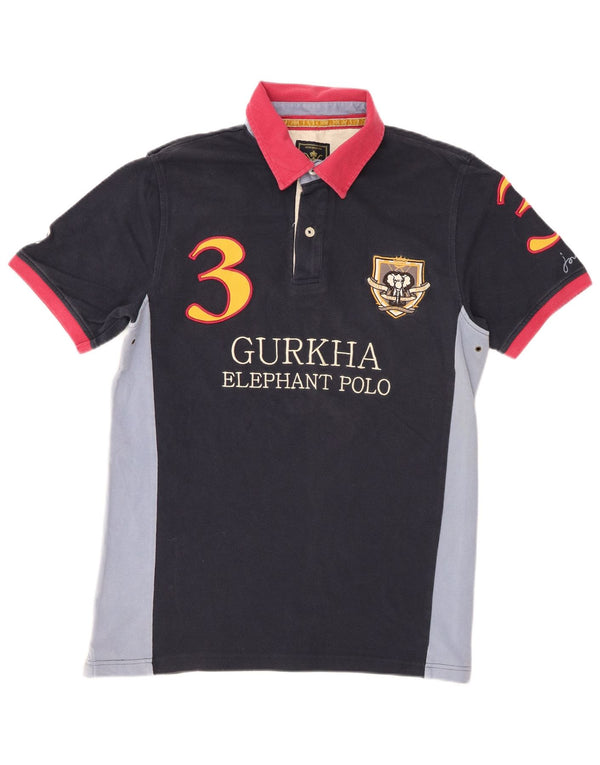 Męska koszulka polo do rugby Joules z grafiką, średnia, granatowa, bawełniana w bloki kolorów