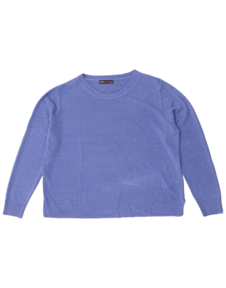 Marks & Spencer Damski sweter z okrągłym dekoltem UK 20 2XL Niebieski