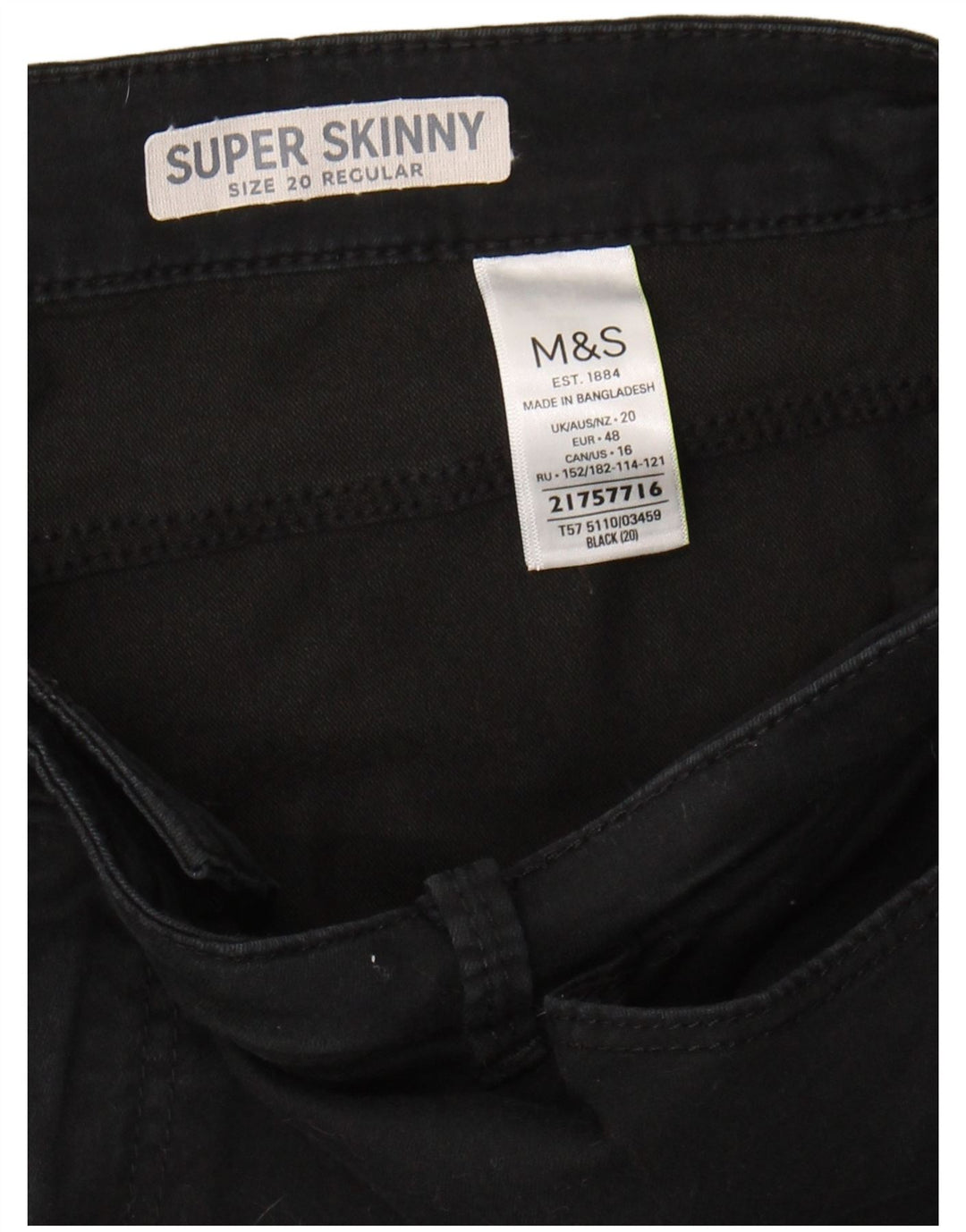 MARKS & SPENCER Womens Regular Capri Jeans UK 20 2XL W40 L20 Black