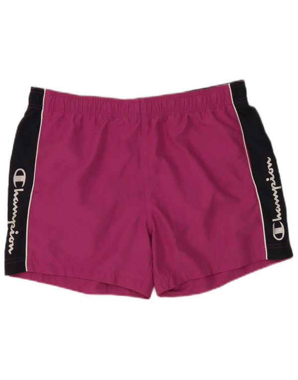 Champion Mens Graphic Swimming Shorts Large Purple Colourblock Polyester