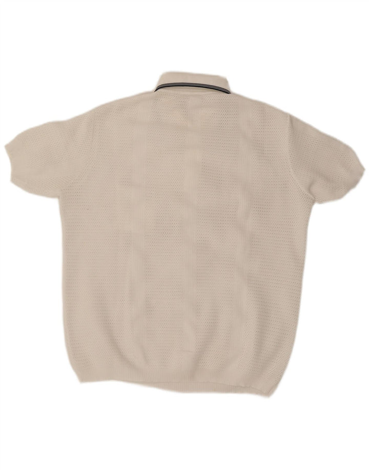 Męski sweter polo z krótkim rękawem Trevira, duży, biały poliester