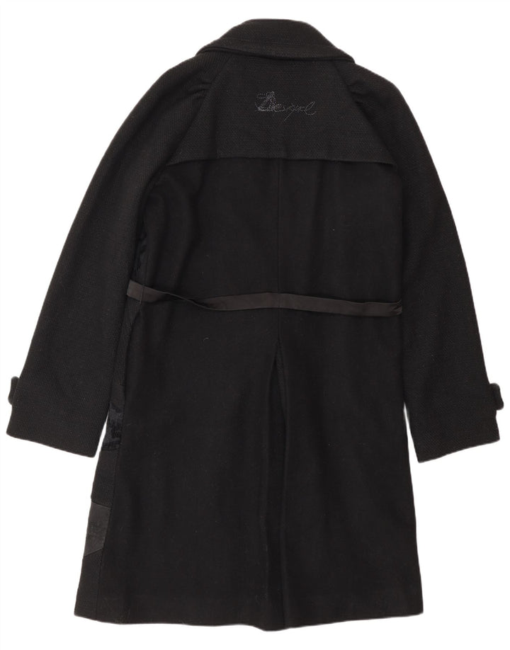 Desigual damski płaszcz EU 44 XL, czarna, wełniana w kwiaty