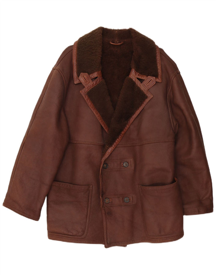 RUFF0 Męska kurtka shearling UK 40, duża brązowa