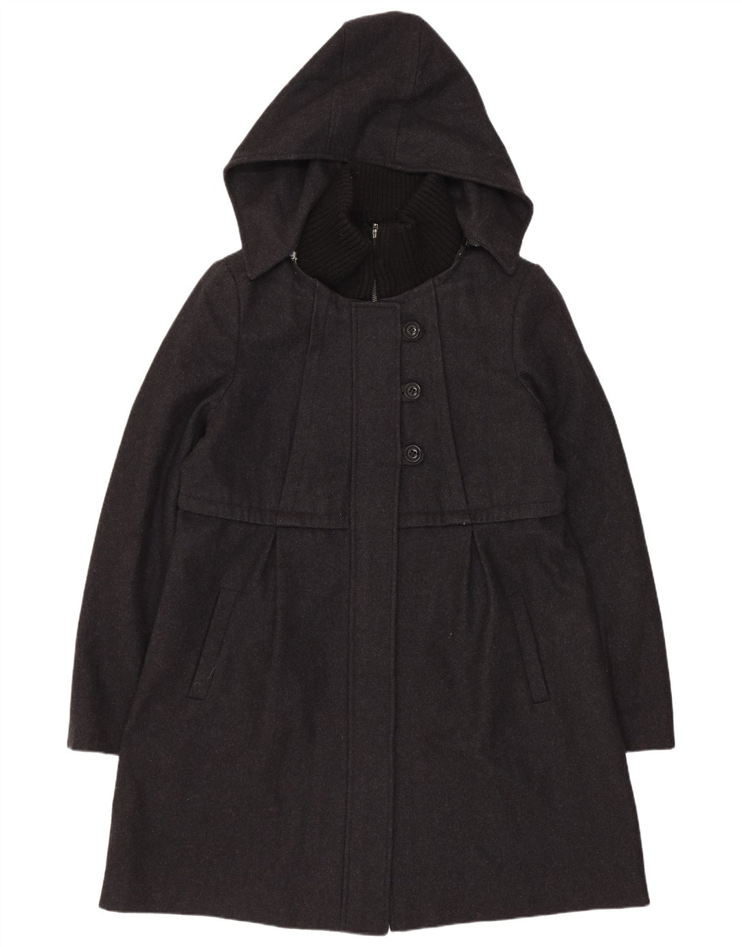 Damski płaszcz z kapturem Dkny US 14 XL, szara wełna