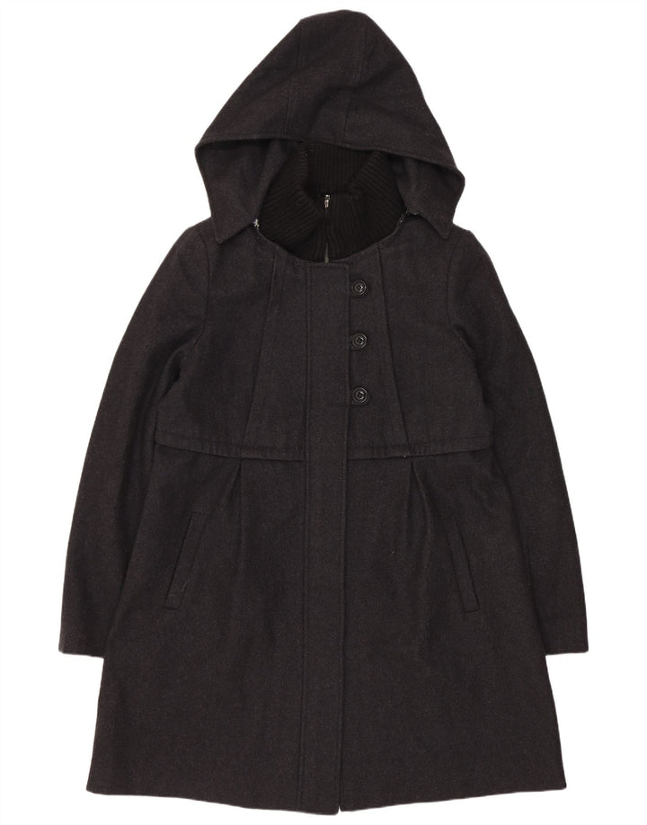 Damski płaszcz z kapturem Dkny US 14 XL, szara wełna