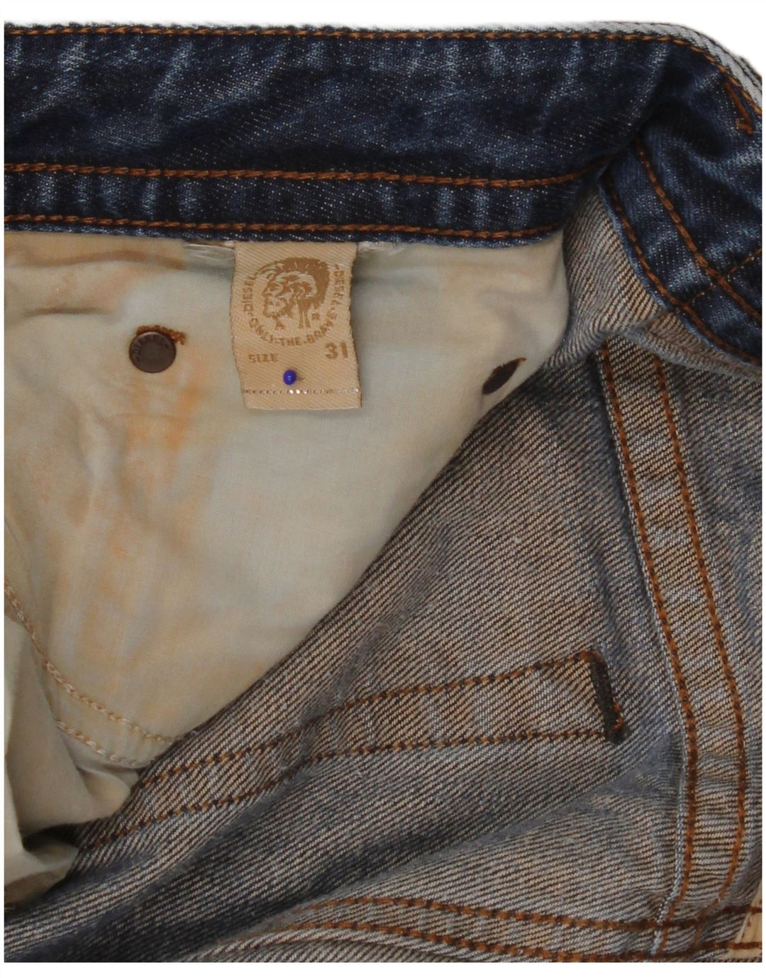 Diesel Męskie Thavar Distressed Straight Jeans W31 L27 Niebieski