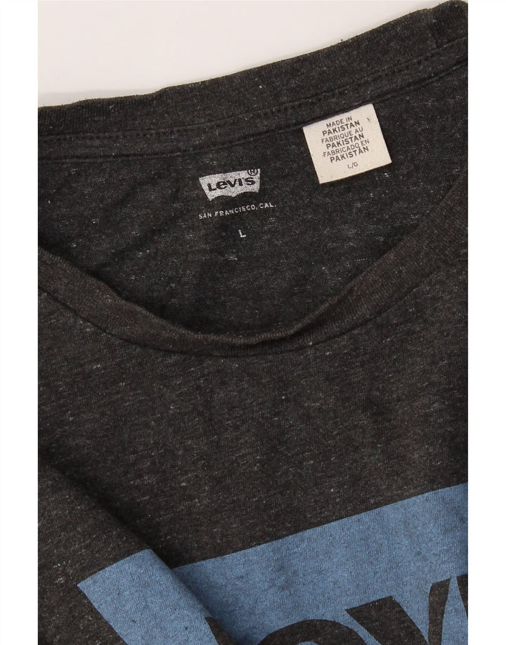 LEVI'S Mens Graphic T-Shirt Top Large Grey Flecked Vintage Levi's and Second-Hand Levi's from Messina Hembry 