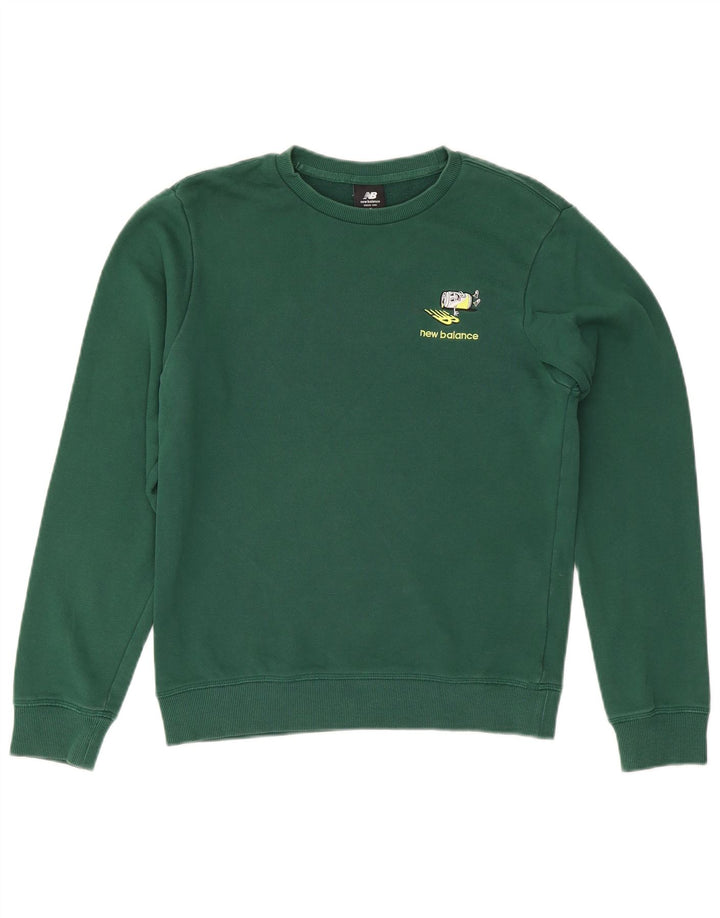 Męski sweter New Balance, mały, zielony, bawełniany
