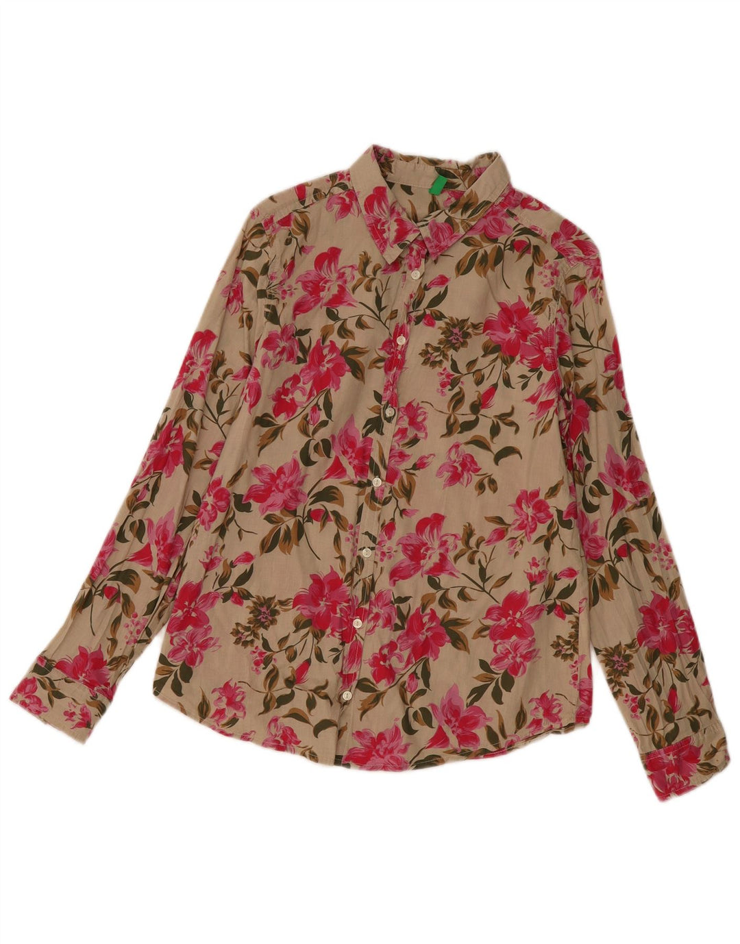 Koszula damska Benetton UK 14 Średni beż, bawełna w kwiaty