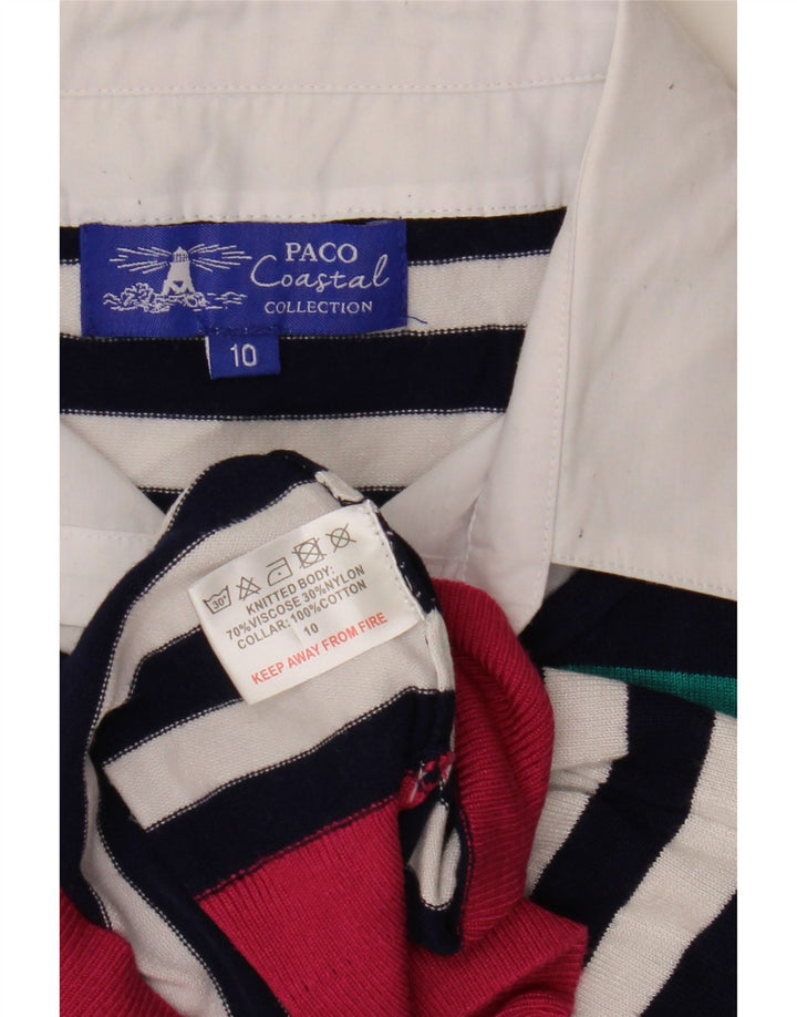 Damski sweter oversize Paco Coastal z dekoltem w kształcie litery V, UK 10, mały, wielokolorowy