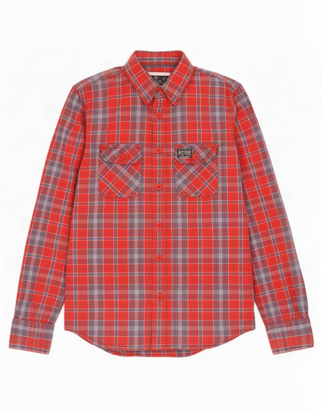 Męska koszula flanelowa Superdry, duża, bawełniana w czerwoną kratę