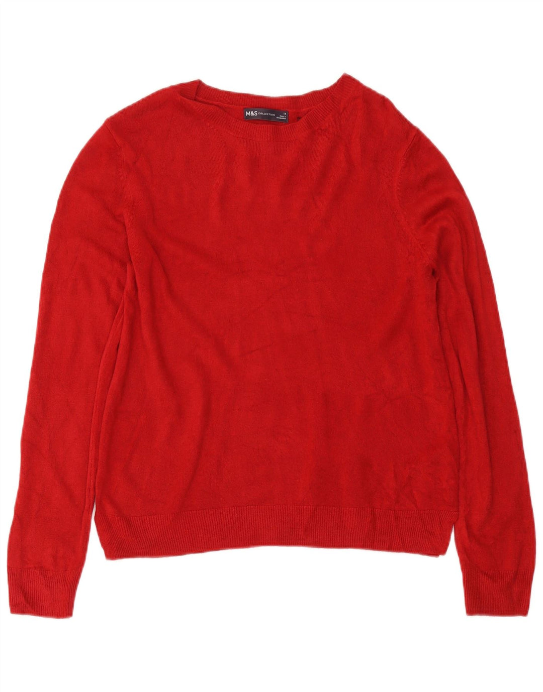 Marks & Spencer Damski sweter z okrągłym dekoltem, UK 14, średni czerwony akryl