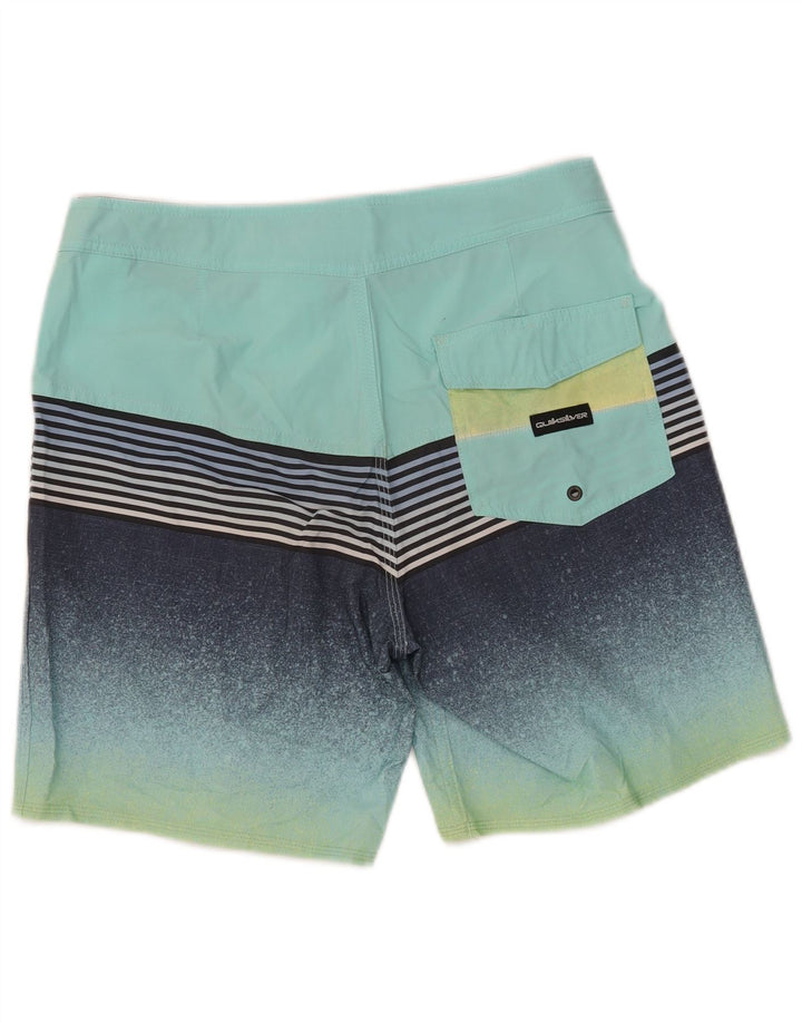 Męskie spodenki kąpielowe Quiksilver w kolorze średniego turkusowego poliestru w paski